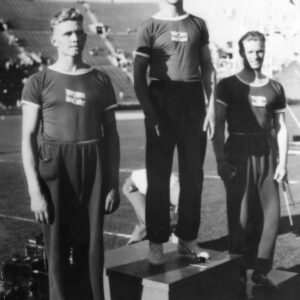 Matti Sippala, Matti Järvinen ja Eino Penttilä Los Angelesin olympialaisissa 1932-0