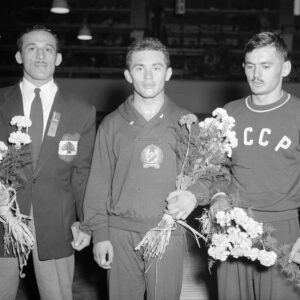 Zakaria Chihab, Imre Hodos ja Artem Terjan Helsingin olympialaisissa 1952 -0