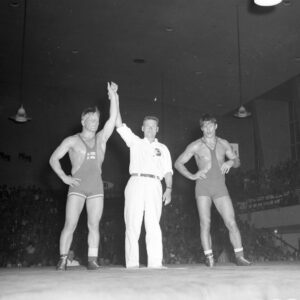 Kalervo Rauhala ja Nikolai Belov Helsingin olympialaisissa 1952-0