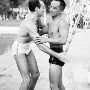 Joaquin Capilla (MEX) ja Samuel ”Sammy” Lee (USA) Helsingin olympialaisissa 1952-0