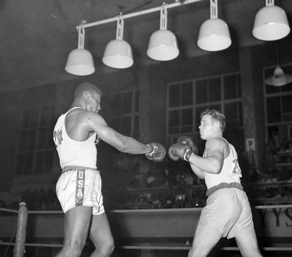 Ed Sanders Edward Sanders and Ingemar Johansson at the Summer Olympics in Helsinki ...