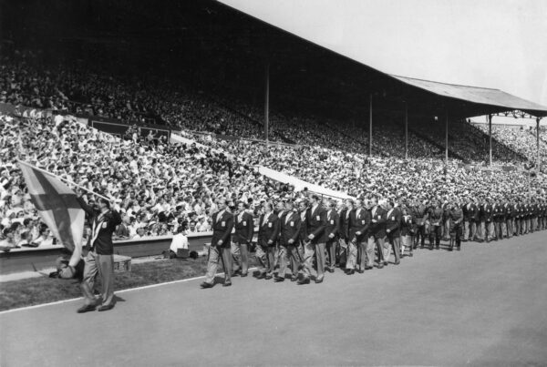 Suomen joukkue Lontoon olympialaisten avajaisissa 1948-0