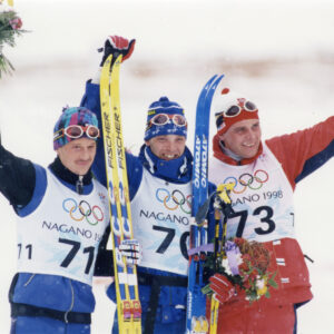 Silvio Fauner, Mika Myllylä ja Erling Jevne Naganon olympialaisissa 1998-0